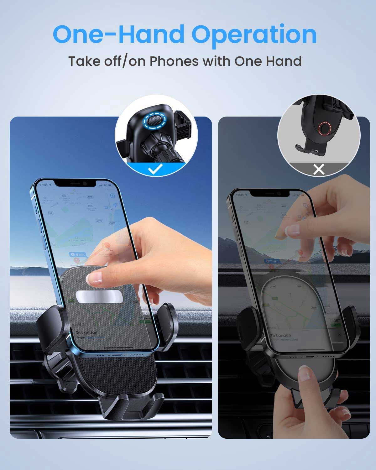 Car Mount Air Vent Phone Holder Swivel Cradle Strong Grip  - BFY98 1852-3