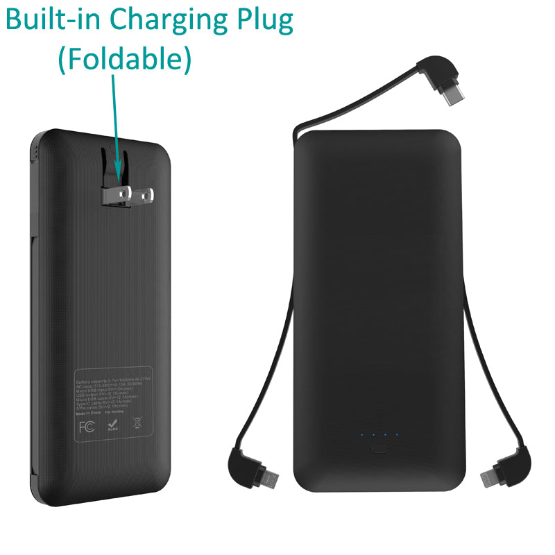 10000mAh Power Bank Charger Backup Battery Portable USB Port Built-in Adapters  - BFC07 1096-3