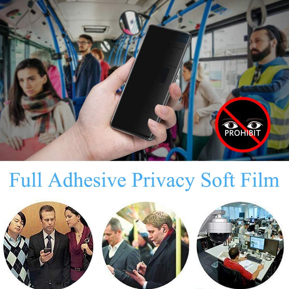 3 Pack Privacy Screen Protector TPU Film Fingerprint Works Anti-Peep Anti-Spy 3D Edge  - BF3Z21 1833-4