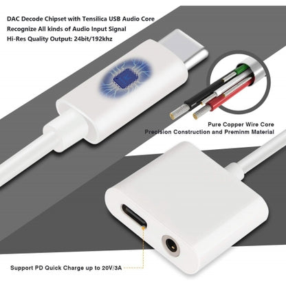USB-C Headphone Adapter Earphone 3.5mm Jack Type-C Charger Port Splitter Mic Support  - BFG27 1362-4