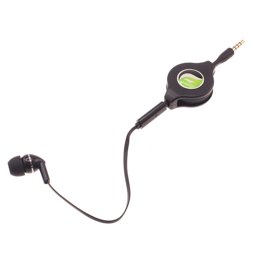 image of Retractable Mono Earphone Headphone 3.5mm w Mic Headset Handsfree Earbud  - BFF75 436-1