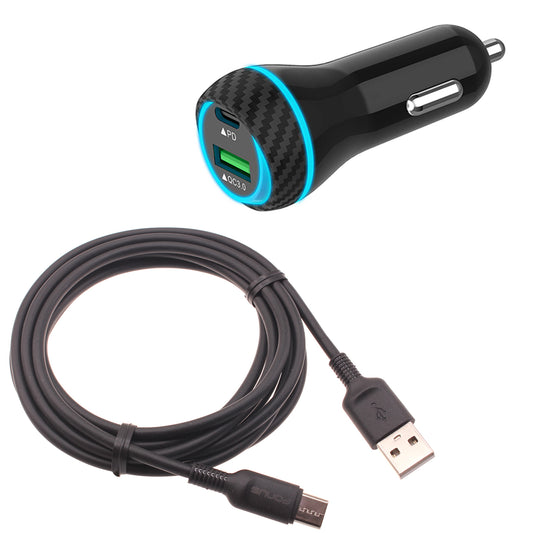 Quick Car Charger 43W 2-Port USB Cable Type-C PD  Power Adapter  - BFE20 1465-1