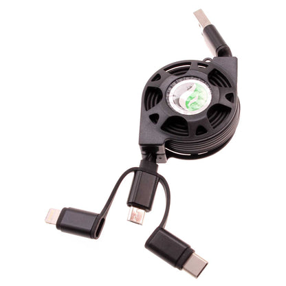 USB Cable Retractable Charger Power Cord 3-in-1  - BFR30 1103-1