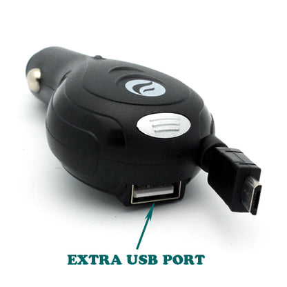 Car Charger Retractable 3.1A USB Port Micro-USB DC Socket  - BFC01 831-5