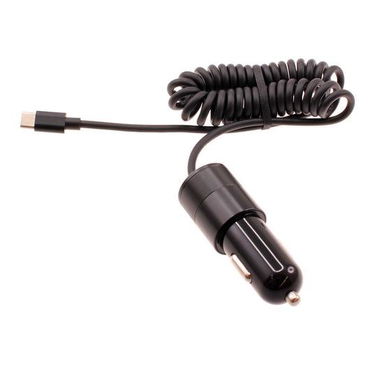 image of 36W Fast Car Charger USB-C Power Adapter Coiled Type-C Cable Extra USB Port DC Socket  - BFJ27 1573-1