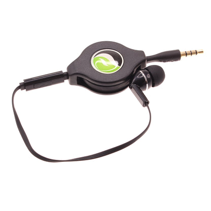 Retractable Mono Earphone Headphone 3.5mm w Mic Headset Handsfree Earbud  - BFF75 436-1