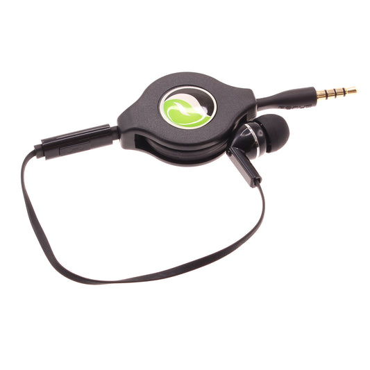 image of Retractable Mono Earphone Headphone 3.5mm w Mic Headset Handsfree Earbud  - BFF75 436-1