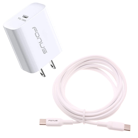 image of 18W PD Home Charger Fast Type-C 10ft Long Cable Quick Power Adapter  - BFE03 1489-1