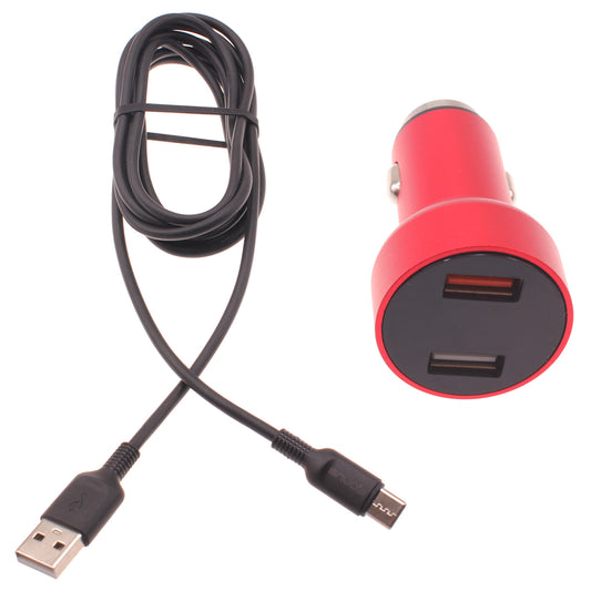 image of Car Charger 24W Fast 2-Port 6ft USB-C Cable DC Socket Power  - BFE14 1496-1