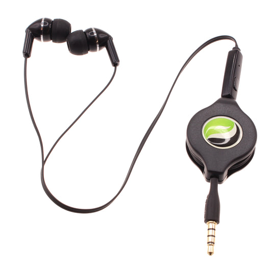 image of Retractable Earphones Headphones Hands-free Headset 3.5mm w Mic Earbuds  - BFF93 439-1