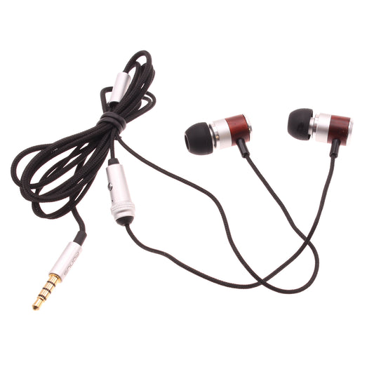 image of Wired Earphones Hi-Fi Sound Headphones Handsfree Mic Headset Wooden Earbuds  - BFF98 430-1