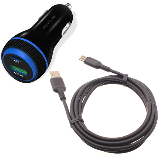 image of Quick Car Charger 43W 2-Port USB Cable Type-C PD  Power Adapter  - BFE20 1465-1