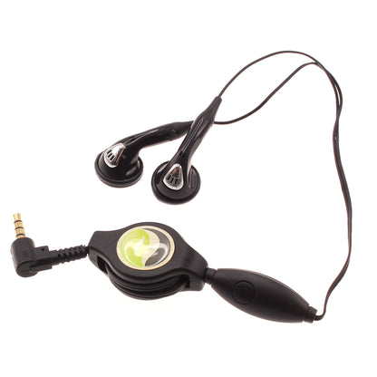 Retractable Earphones Headphones Hands-free Headset 3.5mm w Mic Earbuds  - BFB92 346-1