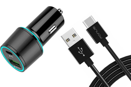 image of Quick Car Charger 36W 2-Port USB Cable Type-C PD  Power Adapter  - BFL91 1336-1