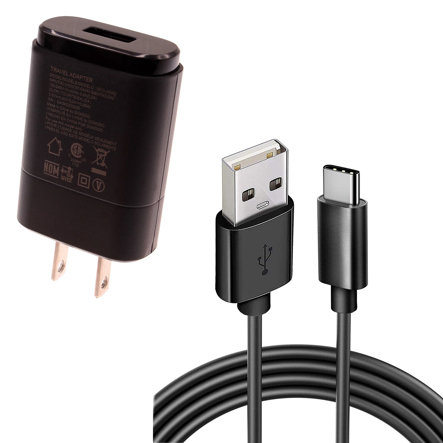 Home Wall USB Charger with 6ft Long Type-C Cable 2032-1