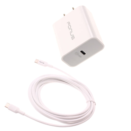 image of 18W PD Home Charger Fast Type-C 10ft Long Cable Quick Power Adapter  - BFE03 1489-1