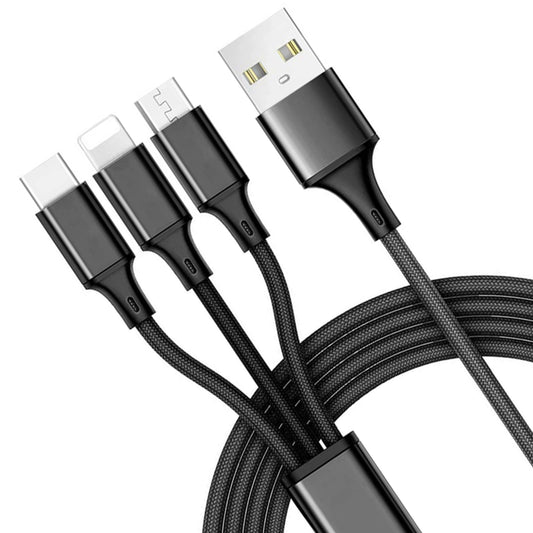  3-in-1 USB Cable (Type-C, 8-Pin, Micro-USB) Charging Wire  Power Cord  USB-C Sync  - BFG86 1857-1