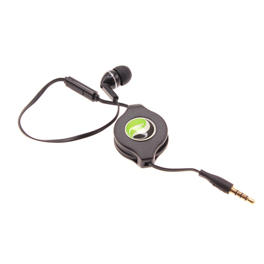 image of Retractable Mono Earphone Headphone 3.5mm w Mic Headset Handsfree Earbud  - BFF75 436-1