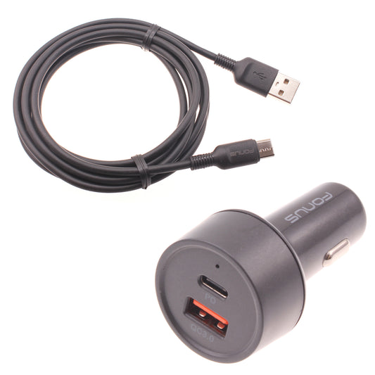 image of Quick Car Charger 36W 2-Port USB Cable Type-C PD  Power Adapter  - BFE16 1469-1