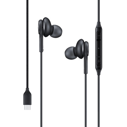 TYPE-C Earphones Wired Earbuds Headphones - Black 2084-1