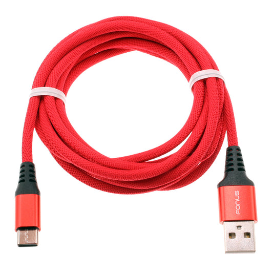 image of Red 6ft USB-C Cable Type-C Charger Cord Power Wire Long  - BFK59 1414-1