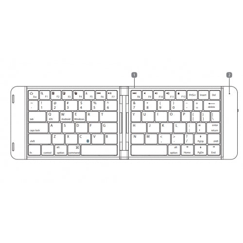 Wireless Keyboard Folding Rechargeable Portable Compact   - BFV26 1394-6