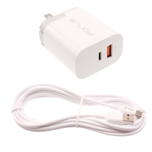 image of 36W PD Home Charger Fast Type-C 6ft Long Cable USB-C Power Cord QC3.0 Adapter  - BFE06 1495-1