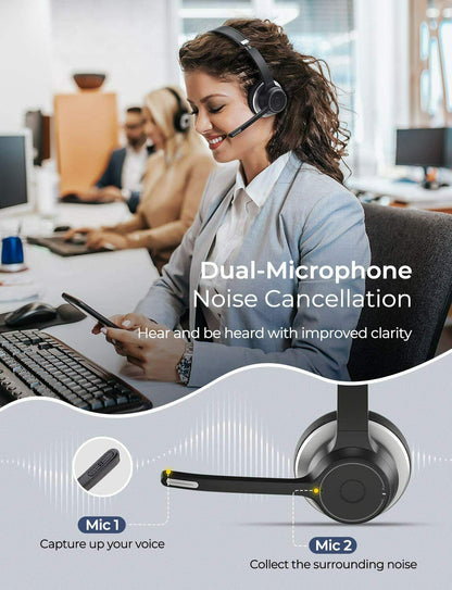 Wireless Over-Ear Headphones With Boom Mic Headset Hands-free Earphones Noise Isolation - BFZ58 1684-2