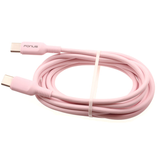 image of Pink 6ft Long Cable USB-C to Type-C PD Fast Charger Cord Power Wire  - BFB43 1419-1