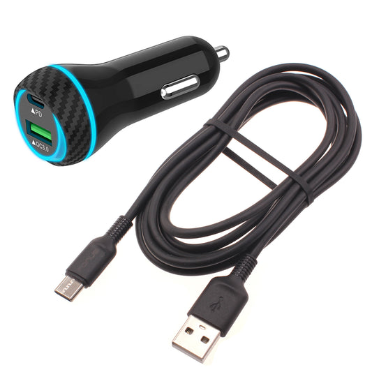 Quick Car Charger 43W 2-Port USB Cable Type-C PD  Power Adapter  - BFE20 1465-1