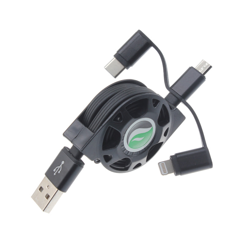 USB Cable Retractable Charger Power Cord 3-in-1  - BFR30 1103-1