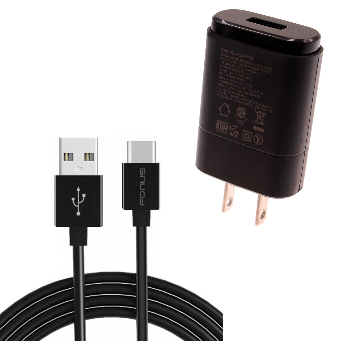 Home Wall USB Charger with 6ft Long Type-C Cable 2032-1