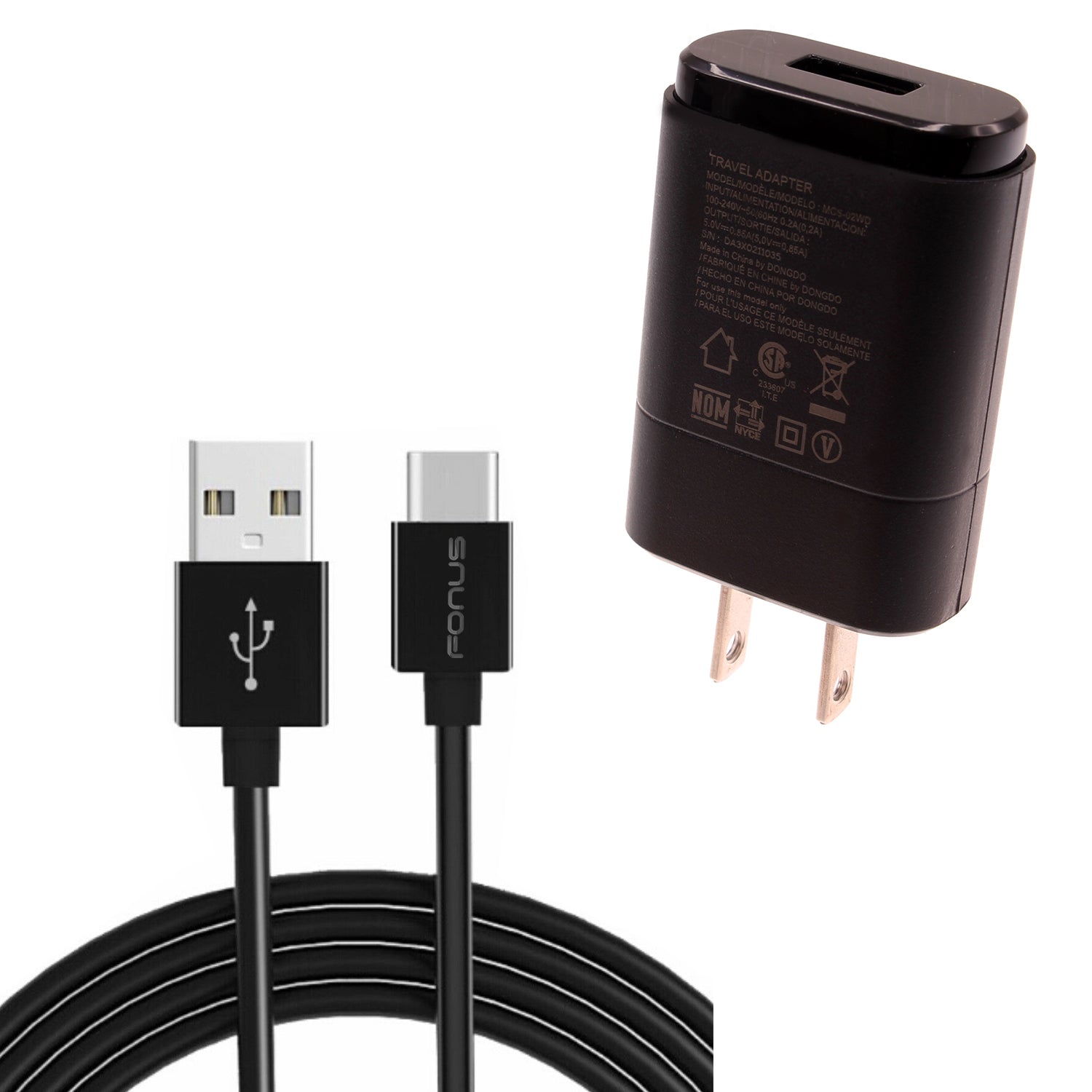 Home Wall USB Charger with 6ft Long Type-C Cable 2032-1