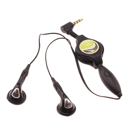 Retractable Earphones Headphones Hands-free Headset 3.5mm w Mic Earbuds  - BFB92 346-1