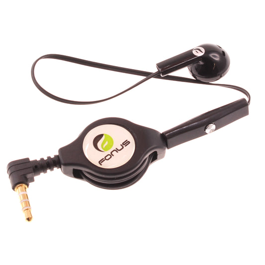 image of Retractable Mono Earphone Headphone 3.5mm w Mic Headset Handsfree Earbud  - BFJ80 384-1