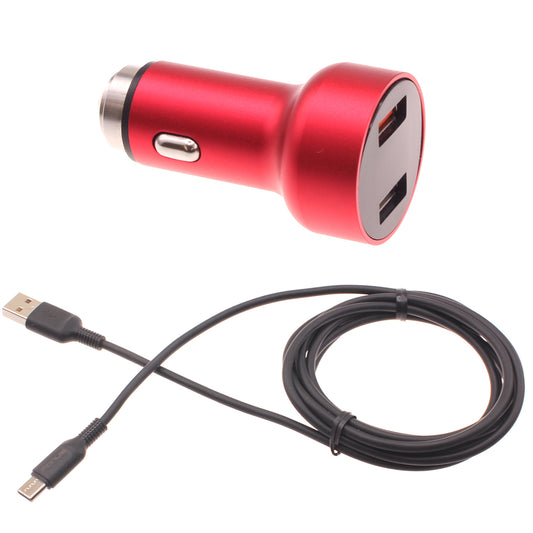 image of Car Charger 24W Fast 2-Port 6ft USB-C Cable DC Socket Power  - BFE14 1496-1