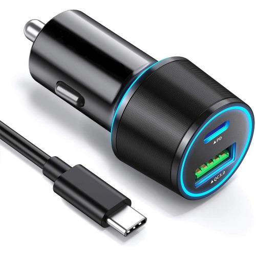 image of Quick Car Charger 36W 2-Port USB Cable Type-C PD  Power Adapter  - BFL91 1336-1