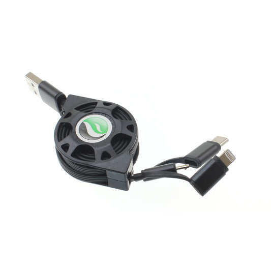 image of USB Cable Retractable Charger Power Cord 3-in-1  - BFR30 1103-1