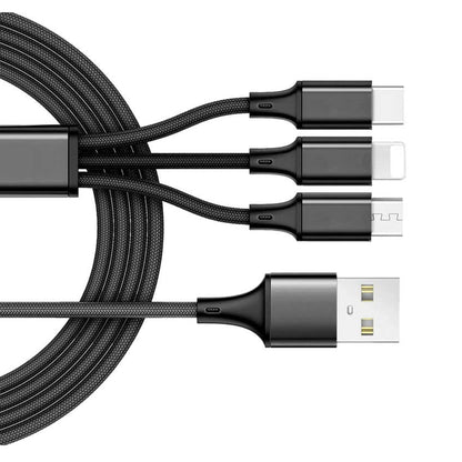  3-in-1 USB Cable (Type-C, 8-Pin, Micro-USB) Charging Wire  Power Cord  USB-C Sync  - BFG86 1857-1