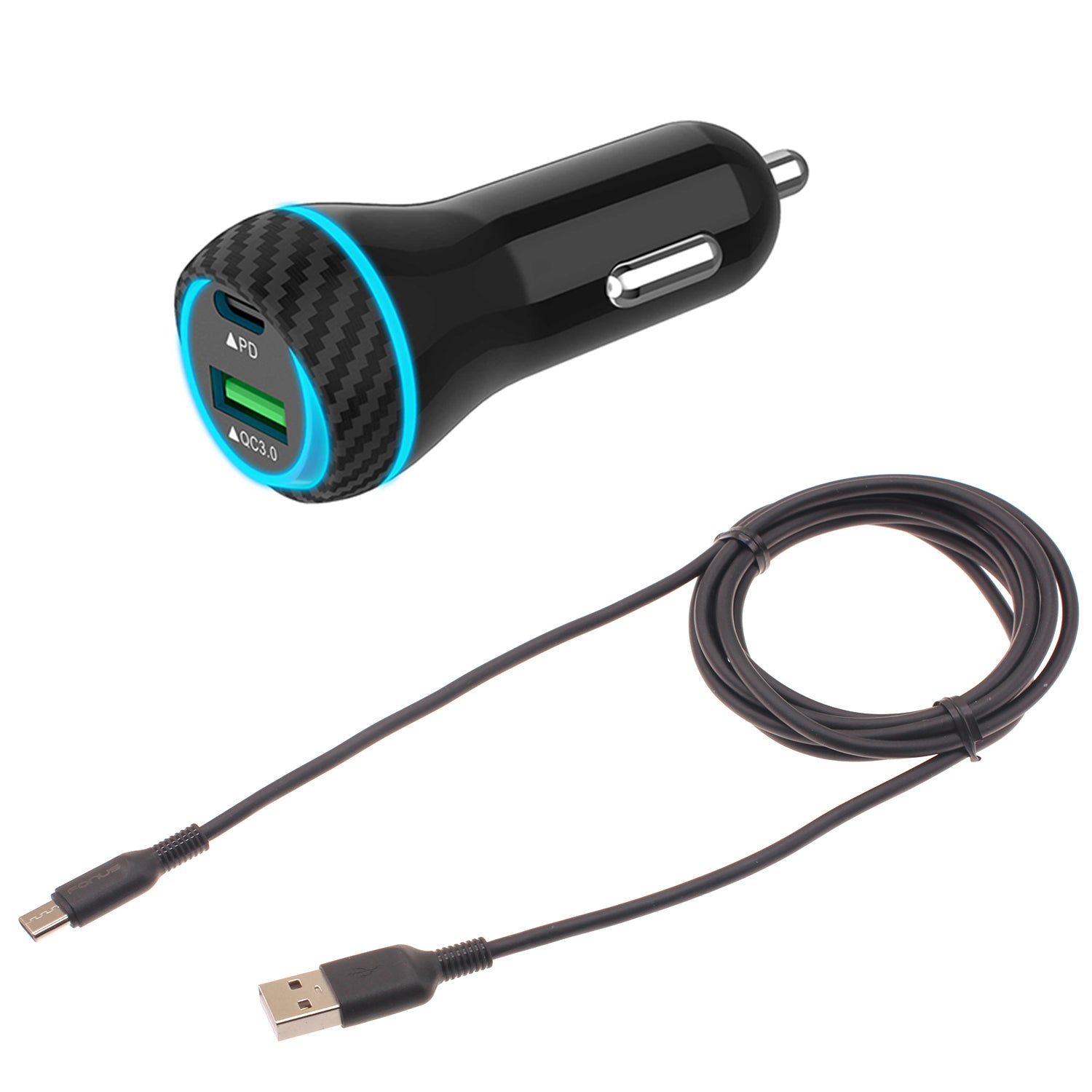 Quick Car Charger 43W 2-Port USB Cable Type-C PD  Power Adapter  - BFE20 1465-1