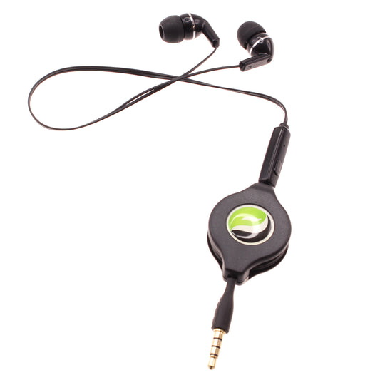 image of Retractable Earphones Headphones Hands-free Headset 3.5mm w Mic Earbuds  - BFF93 439-1