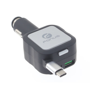 Car Charger Retractable 4.8Amp Type-C 2-Port USB Fast Charge  - BFM43 1064-3