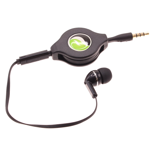 image of Retractable Mono Earphone Headphone 3.5mm w Mic Headset Handsfree Earbud  - BFF75 436-1