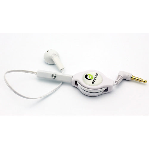 image of Retractable Mono Earphone Headphone 3.5mm w Mic Headset Handsfree Earbud  - BFJ79 383-1