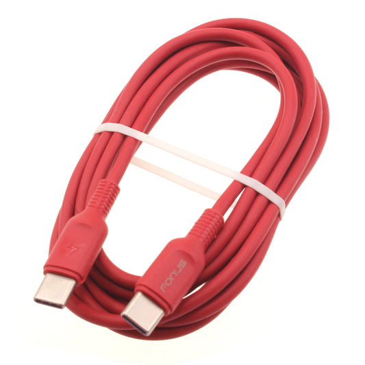 image of Red 6ft Long Cable USB-C to Type-C PD Fast Charger Cord Power Wire  - BFD18 1422-1