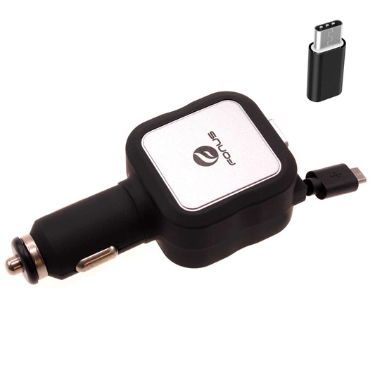 image of Retractable Car Charger TWO USB PORTS with USB-C Adapter 2016-1