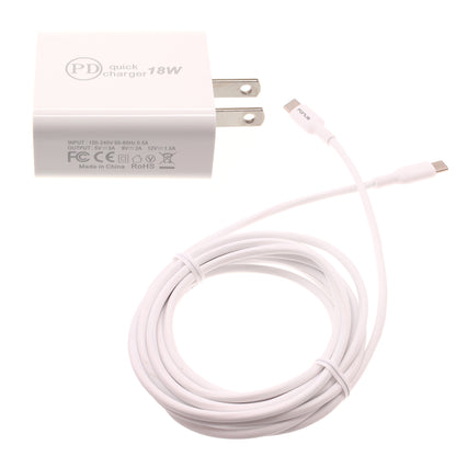 18W PD Home Charger Fast Type-C 10ft Long Cable Quick Power Adapter  - BFE03 1489-1