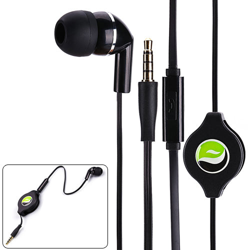 Retractable Mono Earphone Headphone 3.5mm w Mic Headset Handsfree Earbud  - BFF75 436-10