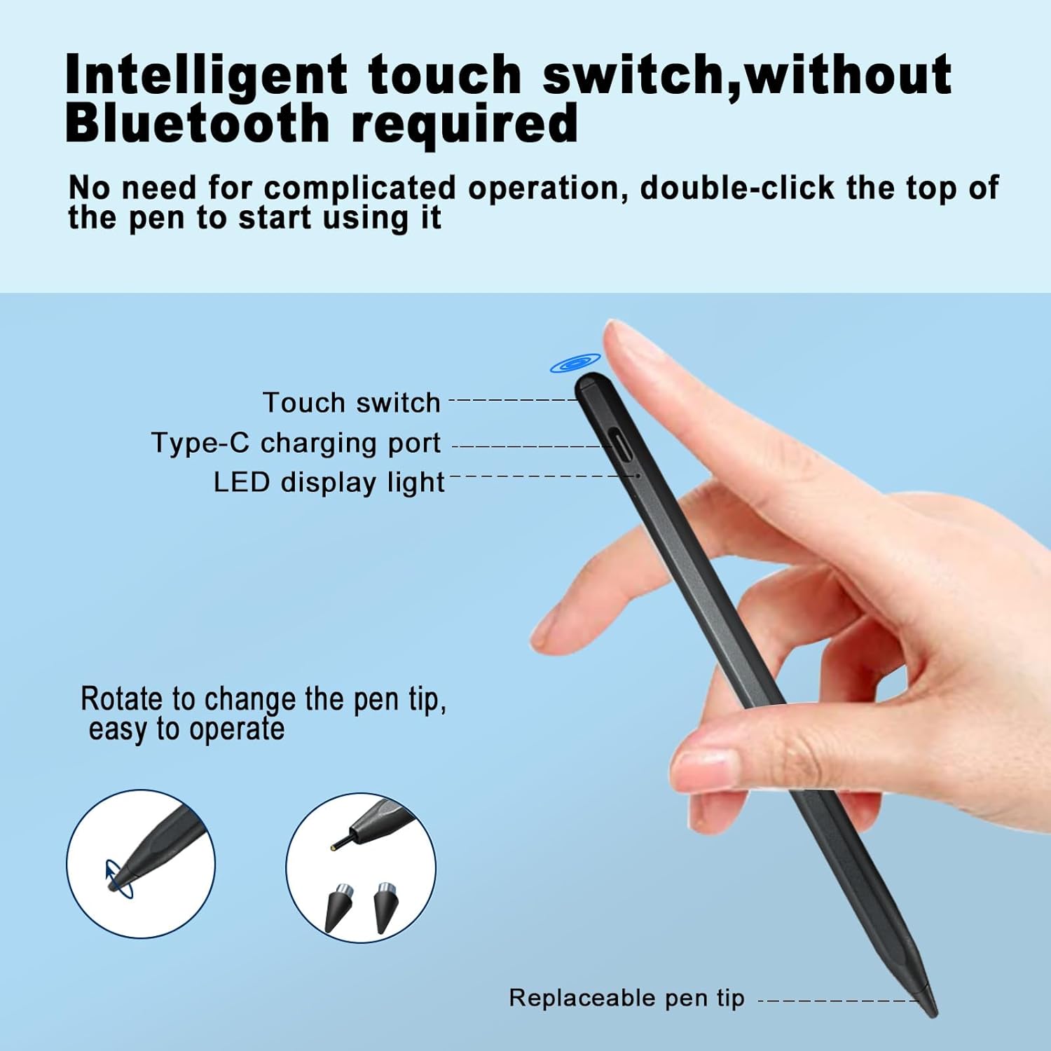 Active Stylus Pen Digital Capacitive Touch Rechargeable Palm Rejection  - BFG84 1505-4