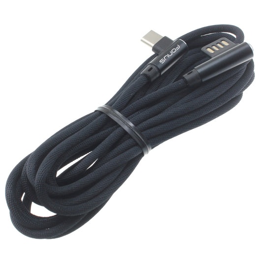 image of Angle USB Cable 10ft Type-C Charger Cord USB-C Power Wire  - BFR34 1107-1